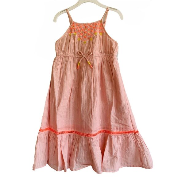 Cat & Jack Girls Maxi Sundress 3T Pink Sleeveless Embroidered Tiered Halter - Picture 3 of 7